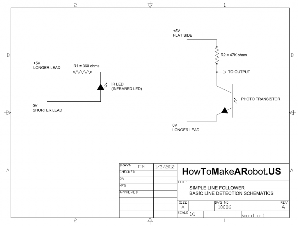 Simple line follower robot general schematic 